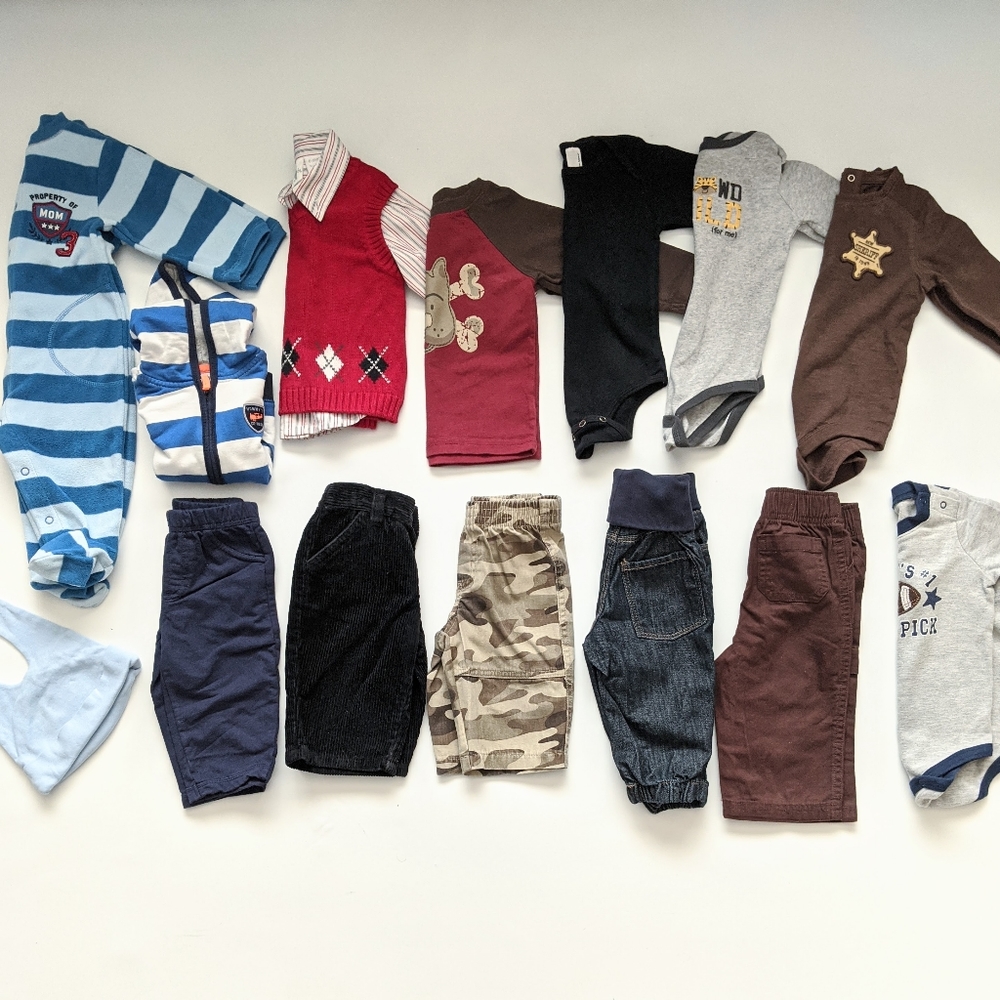 Baby Boy 6-9 Month Bundle Pants, & Long Sleeves
